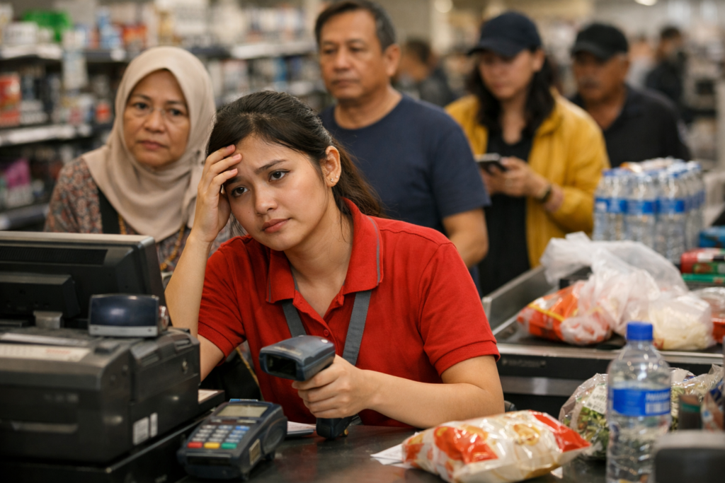 Karyawan yang kewalahan karena menggantikan shift temannya yang tidak kompeten